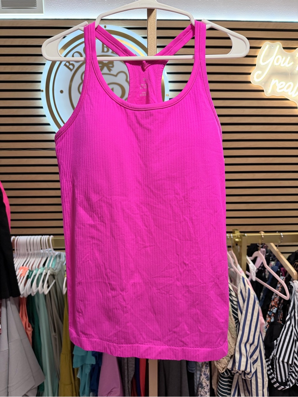 Racerback Ribbed Tank Top — Vibrant Pink